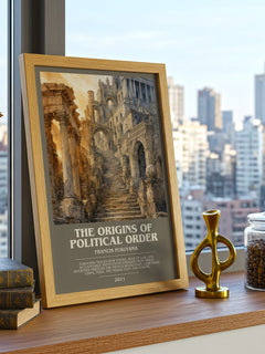 The origins of political order bookish print framed by window – literary home decor