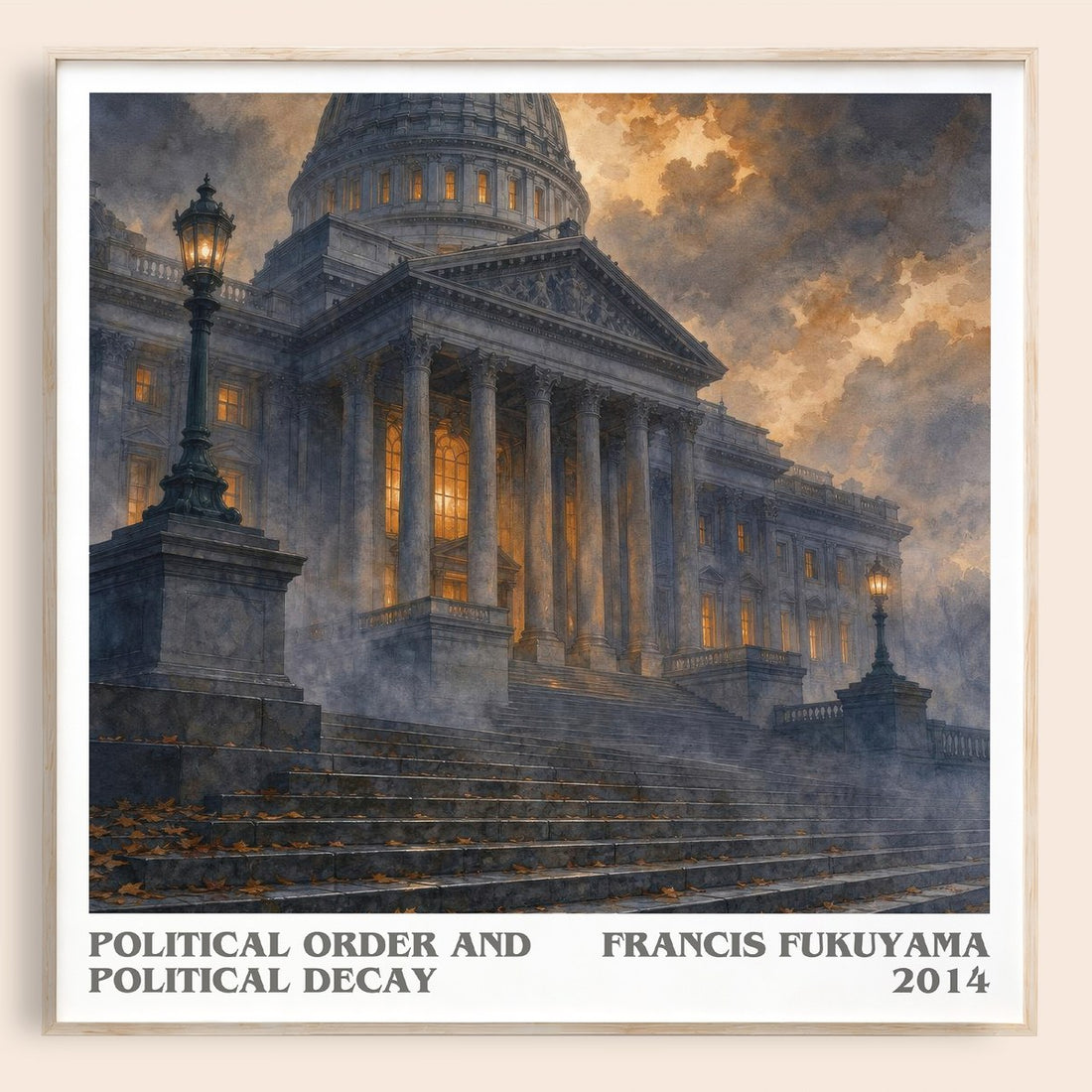 Political order and political decay literary book poster by Francis Fukuyama – framed literary art print