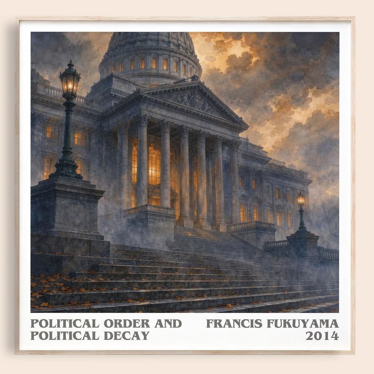 Political order and political decay literary book poster by Francis Fukuyama – framed literary art print