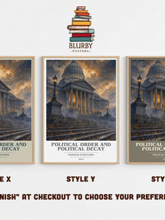 Political order and political decay book cover print in frame leaning in hallway – non fiction wall art