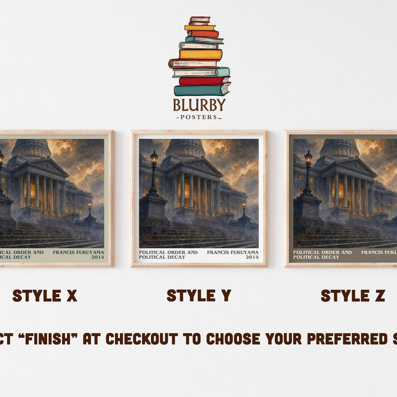 Political order and political decay literary print in frame leaning in hallway – non fiction wall art
