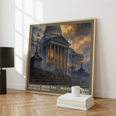 Political order and political decay literary print framed by window – literary home decor
