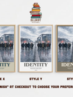 Identity book cover print in frame leaning in hallway – non fiction wall art