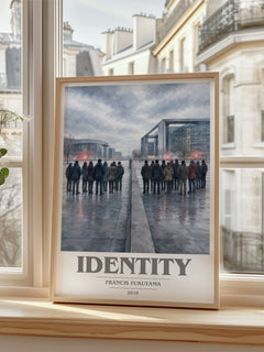 Identity book cover poster colour and style options – Francis Fukuyama book art
