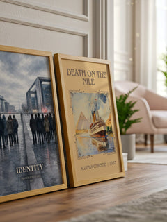 Identity watercolour print framed by window – literary home decor