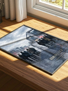 Identity watercolour book poster framed on wall – non fiction wall art