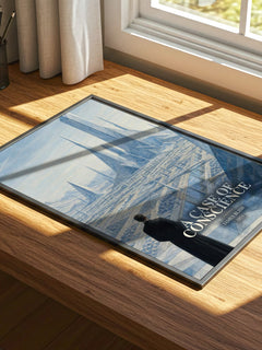 A Case of Conscience watercolour book poster framed on wall – sci fi wall art