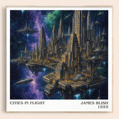 Cities in Flight literary book poster by James Blish – framed literary art print
