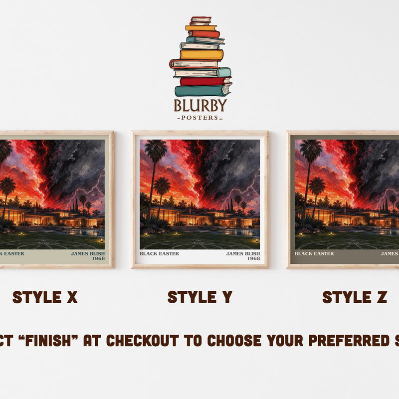 Black Easter literary print in frame leaning in hallway – horror wall art
