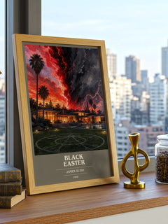 Black Easter book cover print framed by window – literary home decor