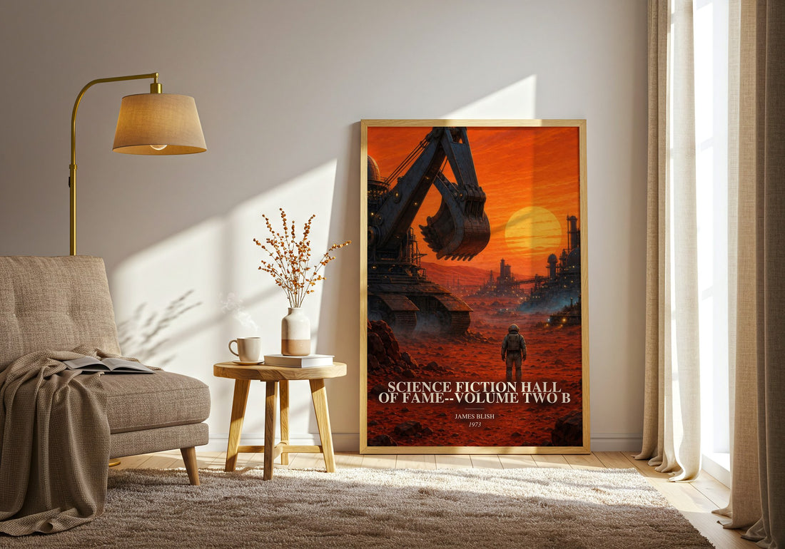 Science Fiction Hall of Fame--Volume Two B watercolour print in frame leaning in hallway – sci fi wall art