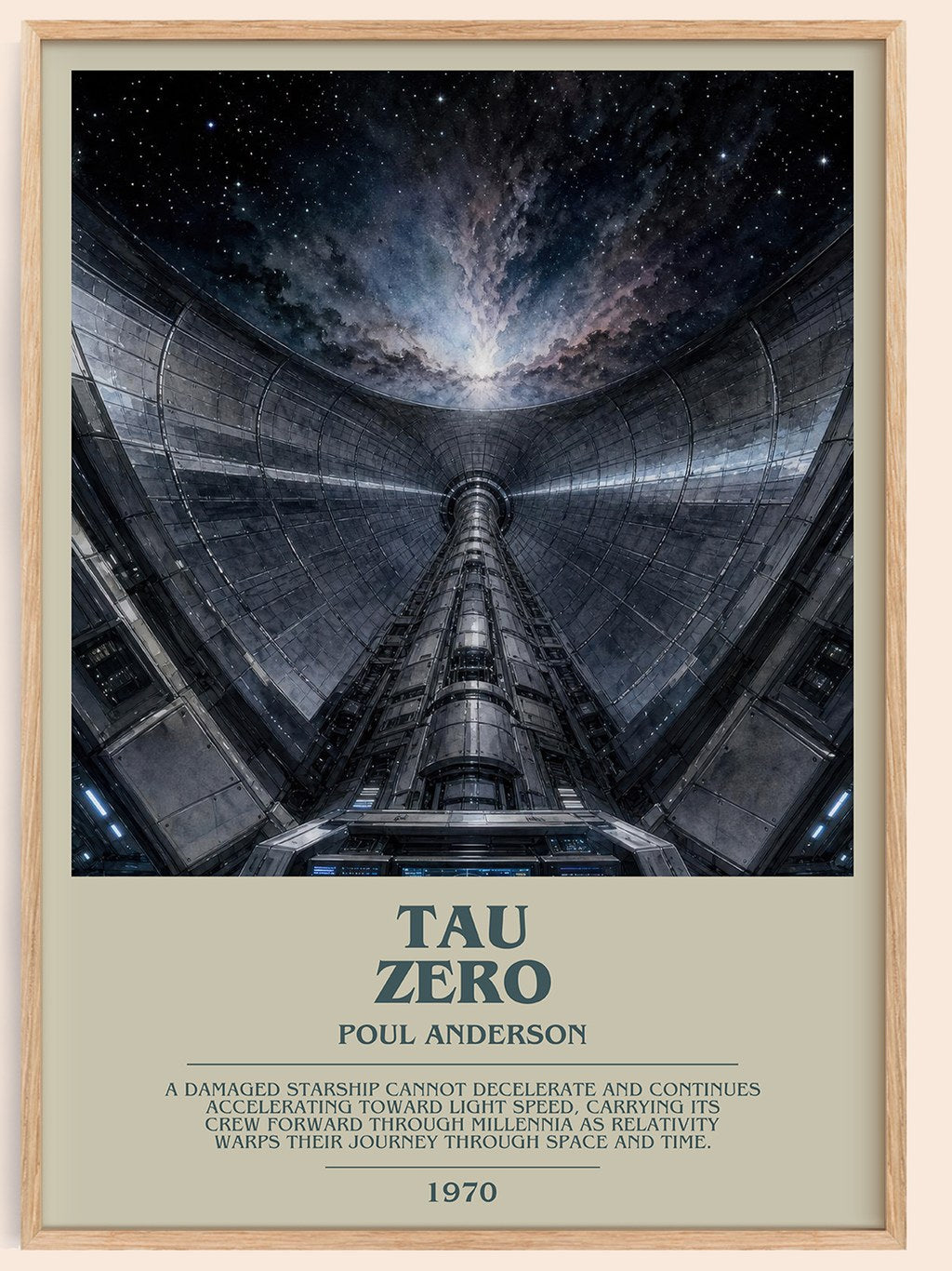 Tau Zero bookish book poster by Poul Anderson – framed literary art print