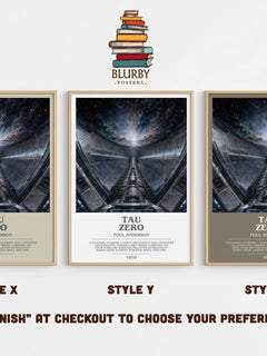 Tau Zero bookish print in frame leaning in hallway – sci fi wall art