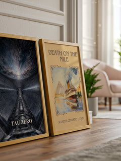 Tau Zero watercolour print framed by window – literary home decor
