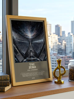 Tau Zero bookish print framed by window – literary home decor