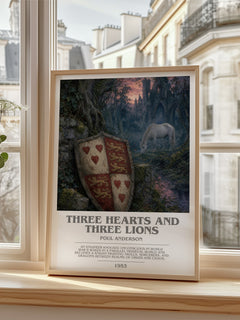 Three Hearts and Three Lions bookish poster colour and style options – Poul Anderson book art
