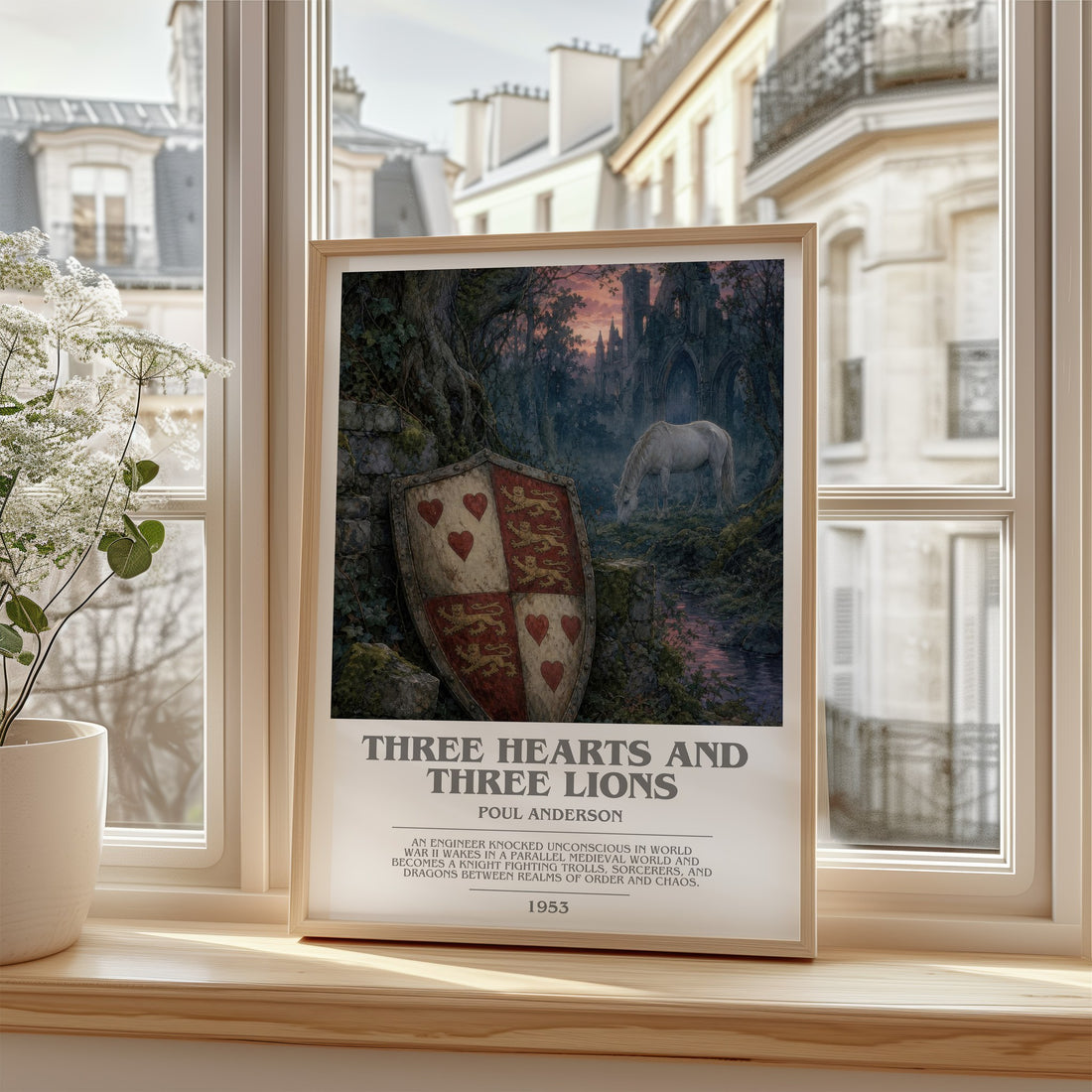 Three Hearts and Three Lions bookish poster colour and style options – Poul Anderson book art