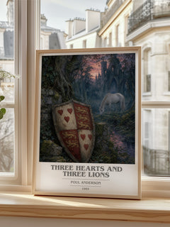 Three Hearts and Three Lions book cover poster colour and style options – Poul Anderson book art