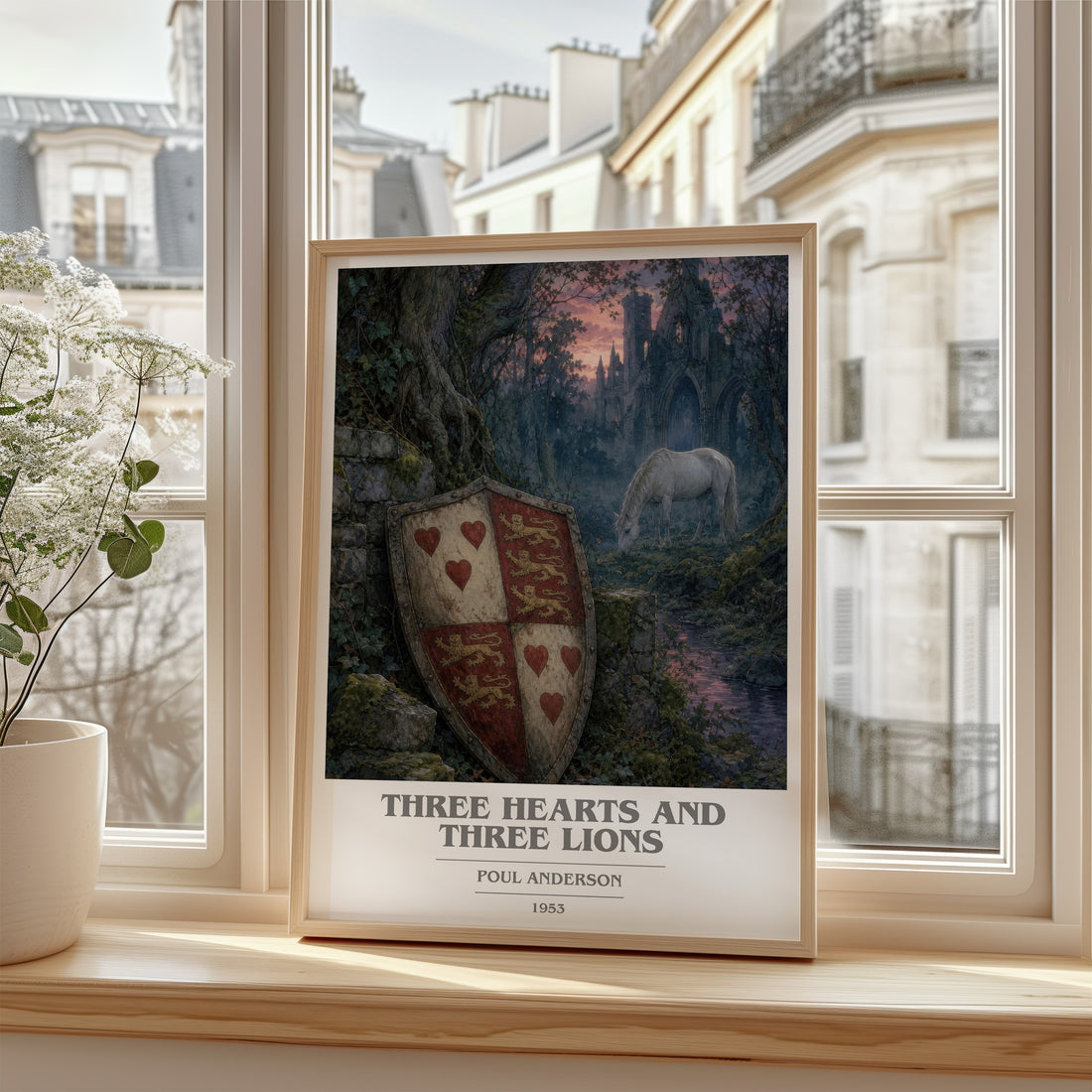 Three Hearts and Three Lions book cover poster colour and style options – Poul Anderson book art