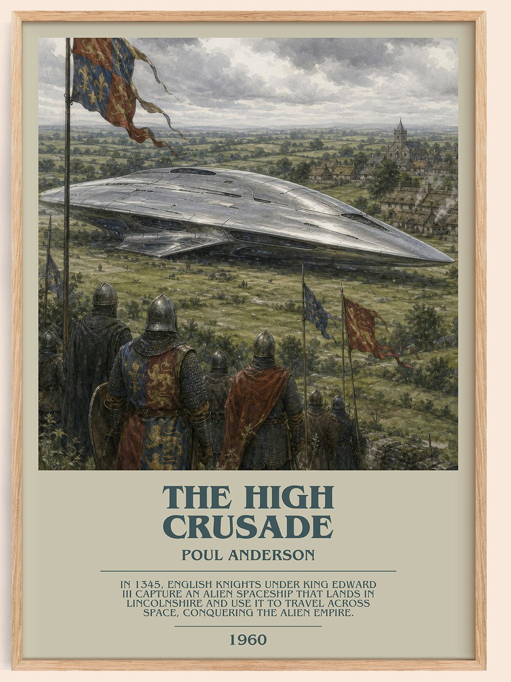 The High Crusade bookish book poster by Poul Anderson – framed literary art print