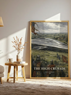 The High Crusade watercolour print in frame leaning in hallway – sci fi wall art