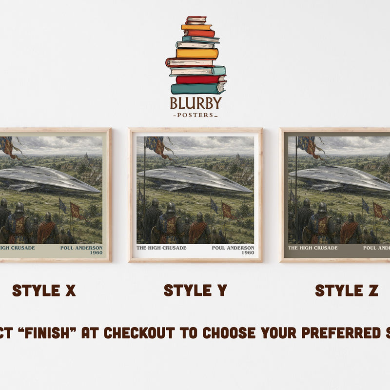 The High Crusade literary print in frame leaning in hallway – sci fi wall art