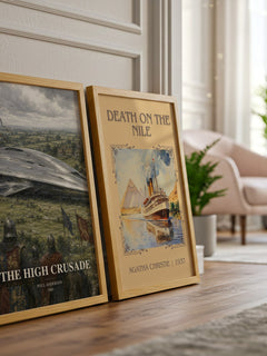 The High Crusade watercolour print framed by window – literary home decor