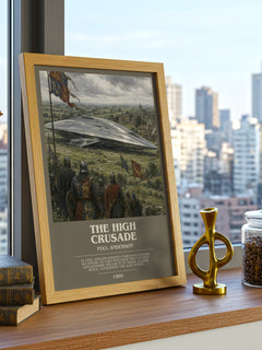 The High Crusade bookish print framed by window – literary home decor