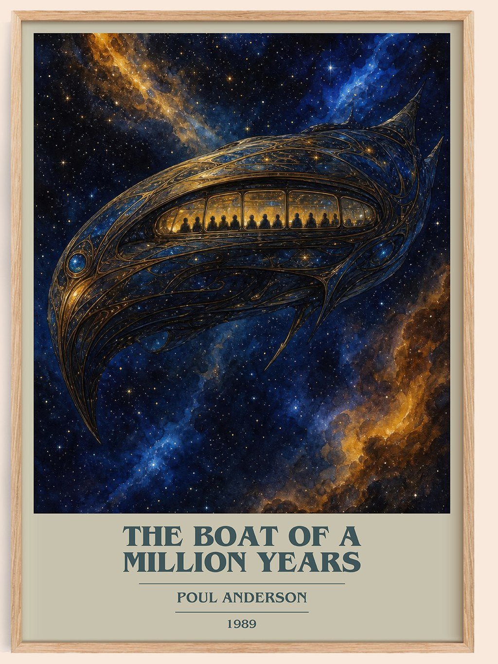 The boat of a million years book cover book poster by Poul Anderson – framed literary art print