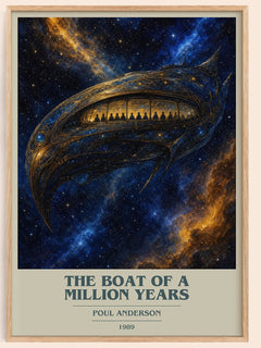 The boat of a million years book cover book poster by Poul Anderson – framed literary art print