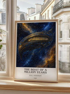 The boat of a million years book cover poster colour and style options – Poul Anderson book art