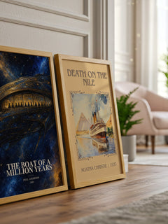 The boat of a million years watercolour print framed by window – literary home decor