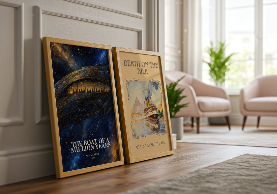 The boat of a million years watercolour print framed by window – literary home decor