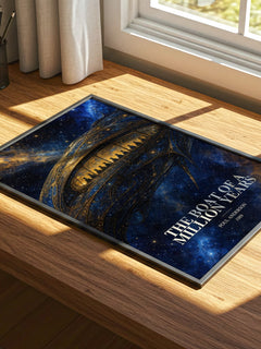 The boat of a million years watercolour book poster framed on wall – sci fi wall art