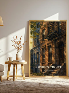 Sophie's Choice watercolour print in frame leaning in hallway – literary fiction wall art