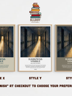 Darkness Visible bookish print in frame leaning in hallway – memoir wall art