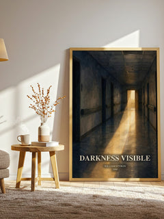 Darkness Visible watercolour print in frame leaning in hallway – memoir wall art
