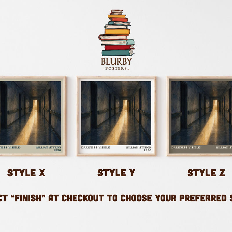 Darkness Visible literary print in frame leaning in hallway – memoir wall art