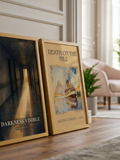 Darkness Visible watercolour print framed by window – literary home decor