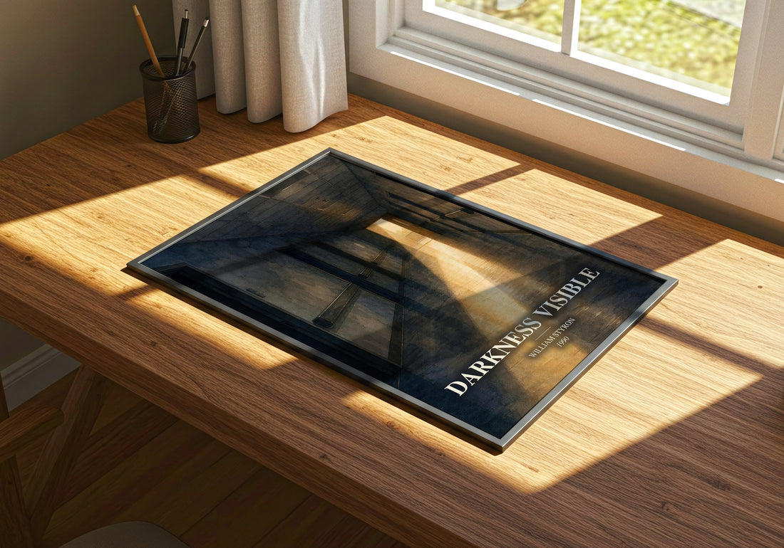 Darkness Visible watercolour book poster framed on wall – memoir wall art