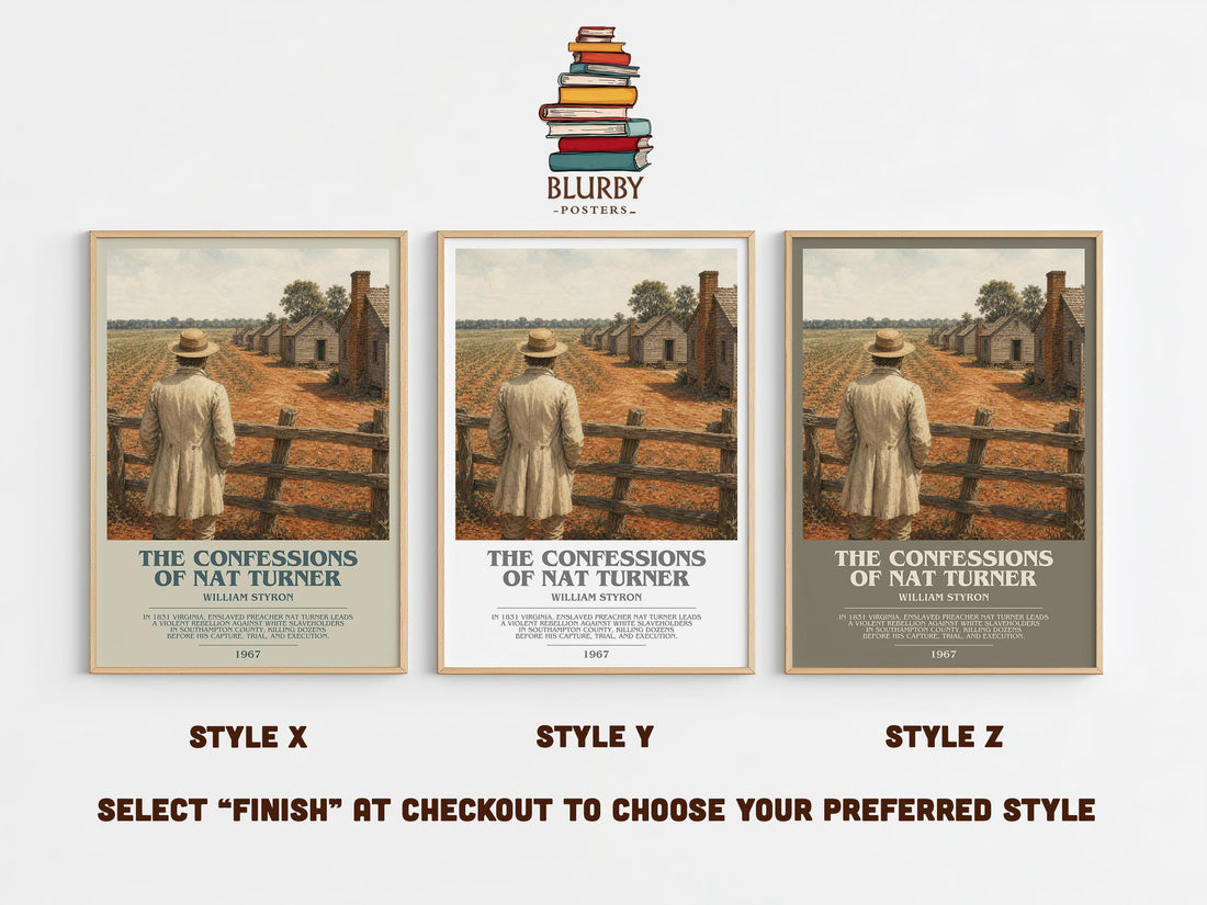 The Confessions of Nat Turner bookish print in frame leaning in hallway – historical fiction wall art (mockup)