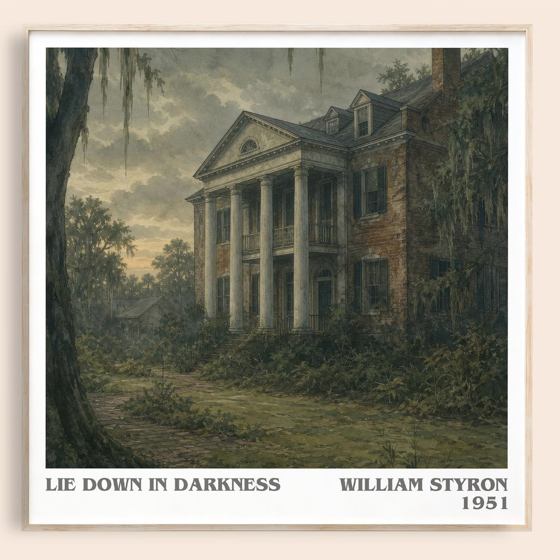 Lie down in Darkness literary book poster by William Styron – framed literary art print