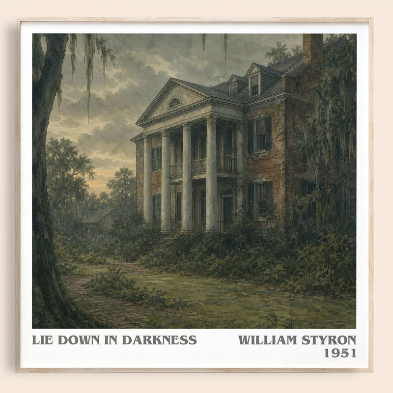 Lie down in Darkness literary book poster by William Styron – framed literary art print