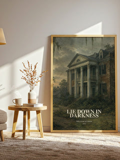 Lie down in Darkness watercolour print in frame leaning in hallway – literary fiction wall art