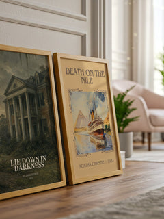 Lie down in Darkness watercolour print framed by window – literary home decor