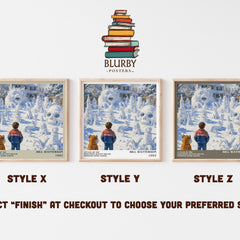 Attack of the Deranged Mutant Killer Monster Snow Goons literary print in frame leaning in hallway – childrens wall art