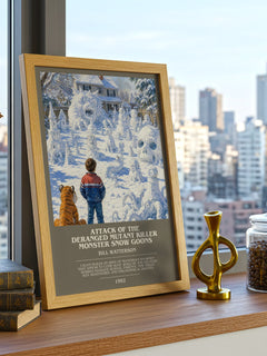 Attack of the Deranged Mutant Killer Monster Snow Goons bookish print framed by window – literary home decor