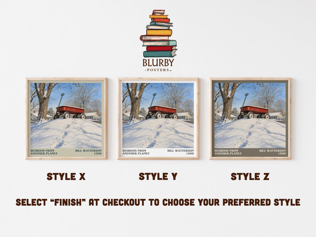 Weirdos from Another Planet literary print in frame leaning in hallway – childrens wall art (mockup)
