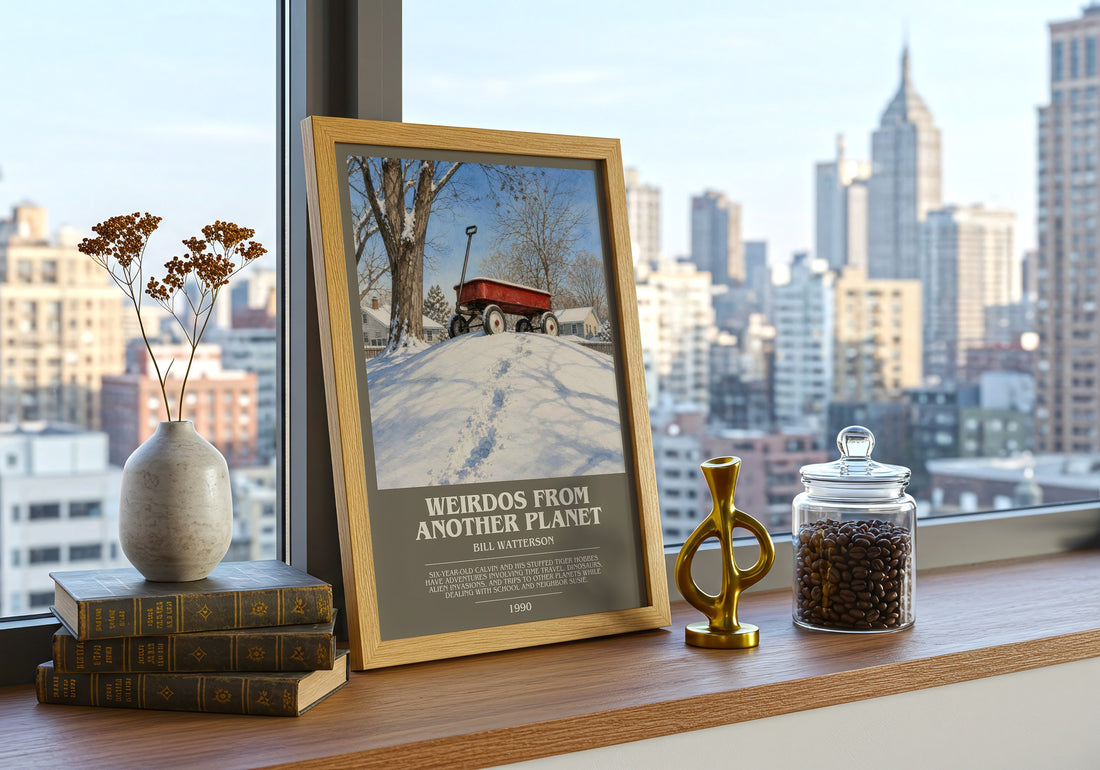 Weirdos from Another Planet bookish print framed by window – literary home decor