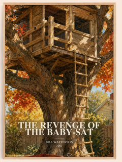 The revenge of the baby-sat watercolour book poster by Bill Watterson – framed literary art print